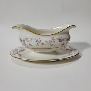 Lamberton Reverie Ivory China Floral Gravy Boat Made in USA